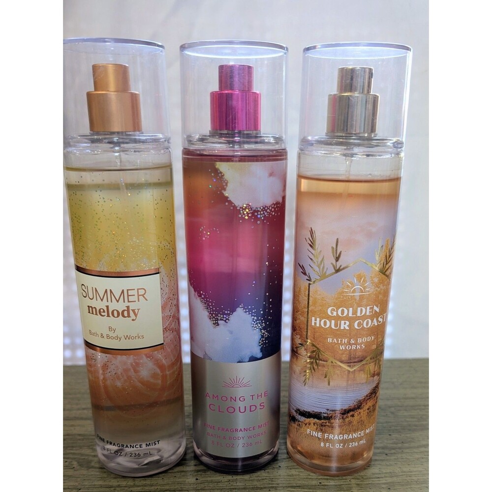 Lot of 3 Bath & Body Works Fine Fragrance Mists Summer Melody Among Clouds